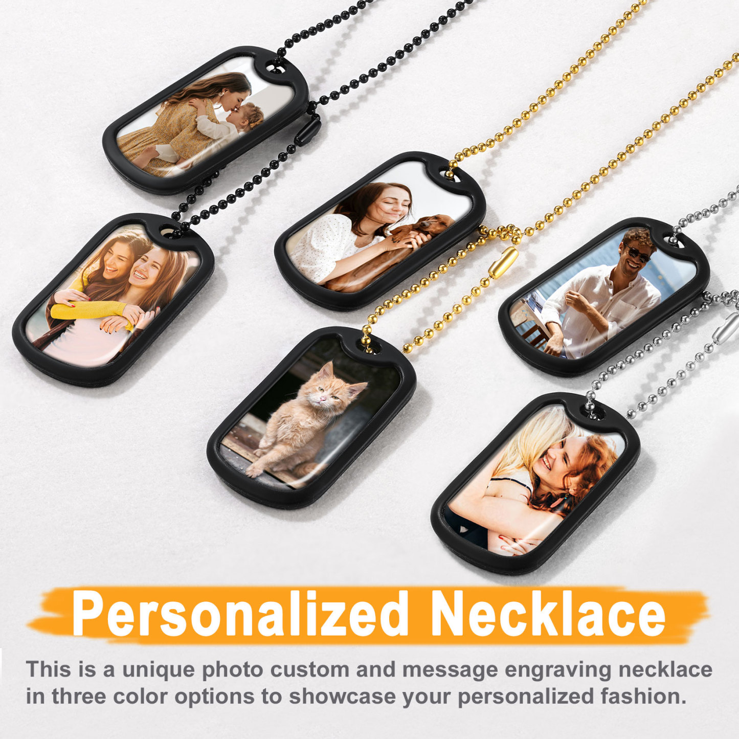 Collier Plaque Militaire Photos 2 Pièces Personnalisé pour Homme et Femme Collection