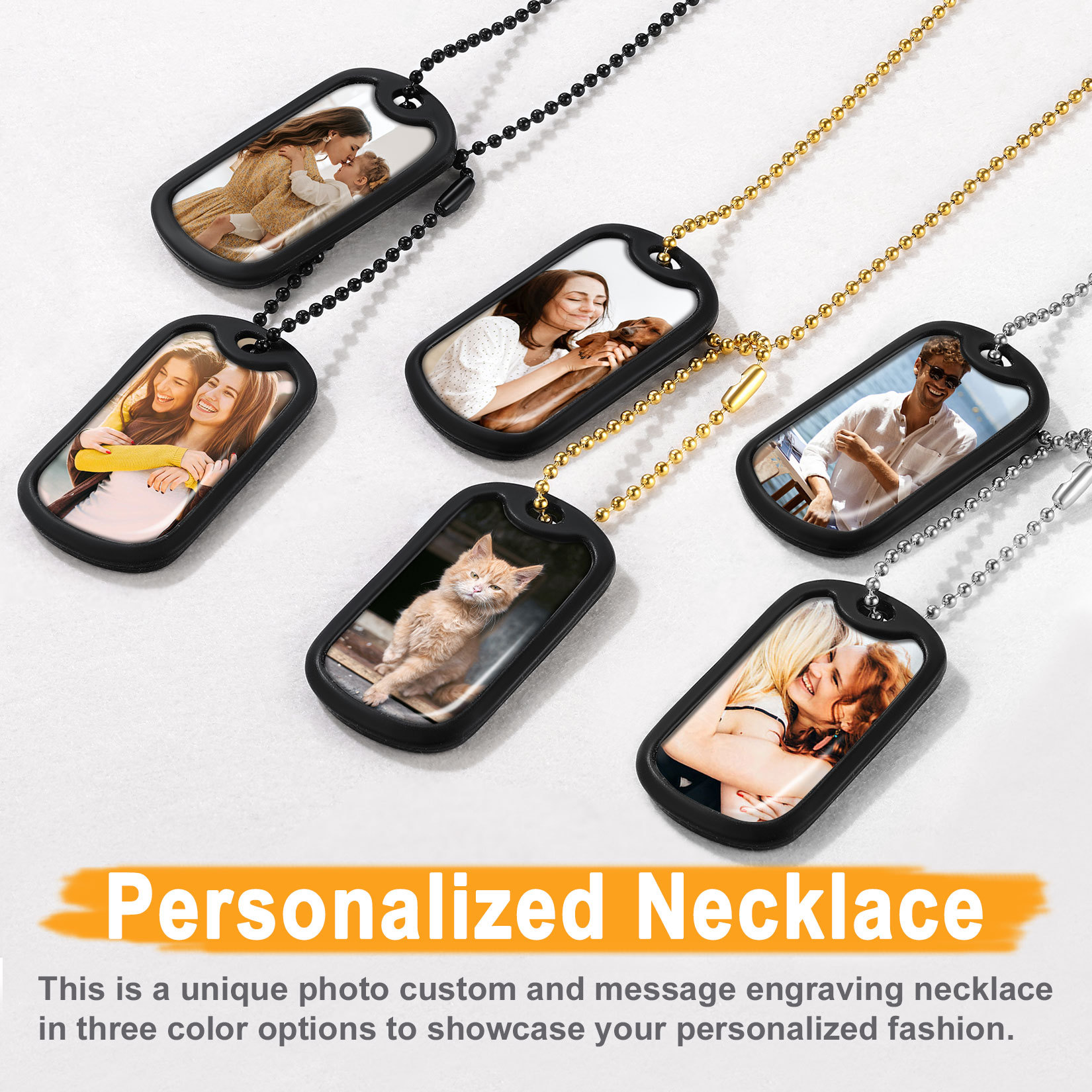 Collier Plaque Militaire Photos 2 Pièces Personnalisé pour Homme et Femme Collection