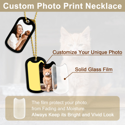 Collier Plaque Militaire Photos 2 Pièces Personnalisé pour Homme et Femme Protective