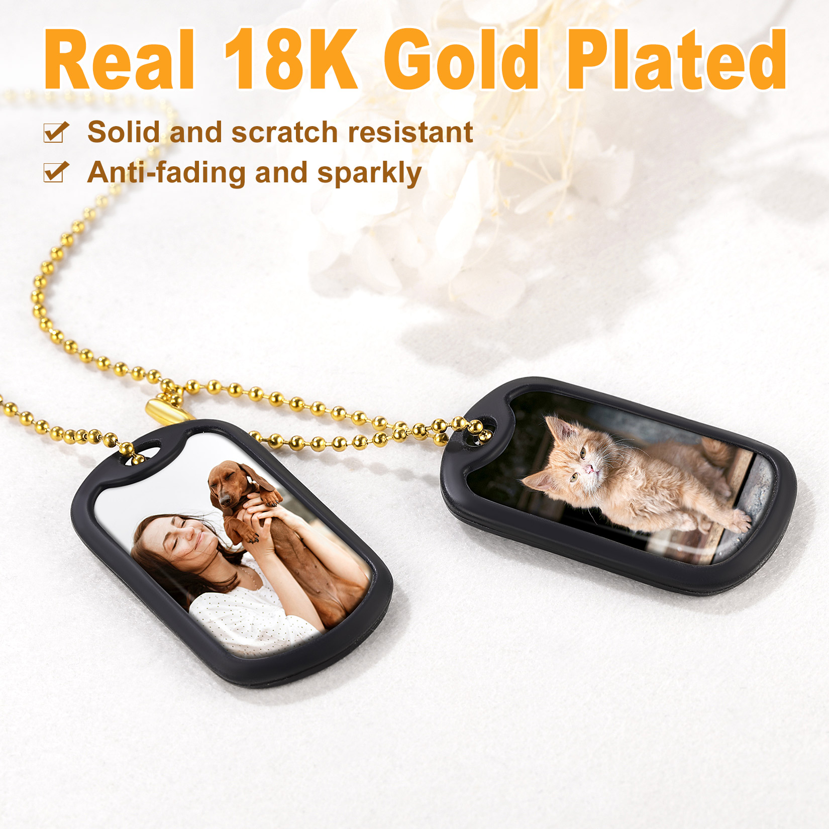 Collier Plaque Militaire Photos 2 Pièces Personnalisé pour Homme et Femme Détail