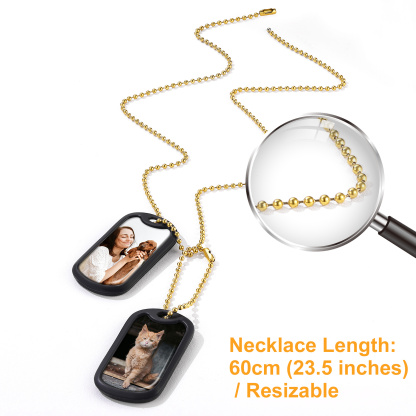 Collier Plaque Militaire Photos 2 Pièces Personnalisé pour Homme et Femme Longueur