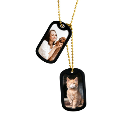 Custom Photo 2pcs Dog Tag Necklace for Men Women Or