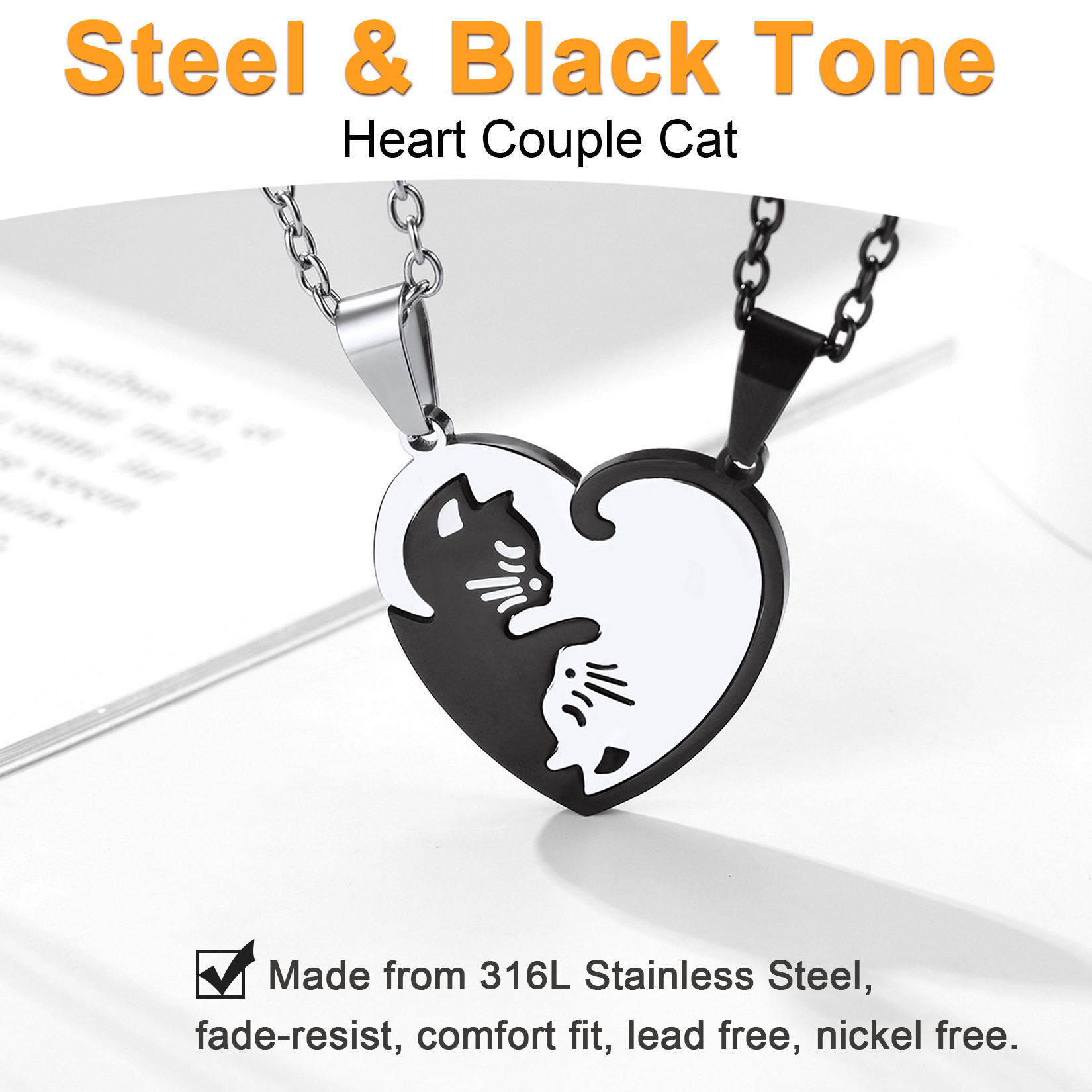 Collier Puzzle en Forme de Cœur avec Prénom Gravé pour Couple Détail