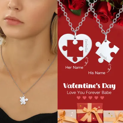 Colliers Personnalisés Pièces de Puzzle Assortis Cadeau pour Couple