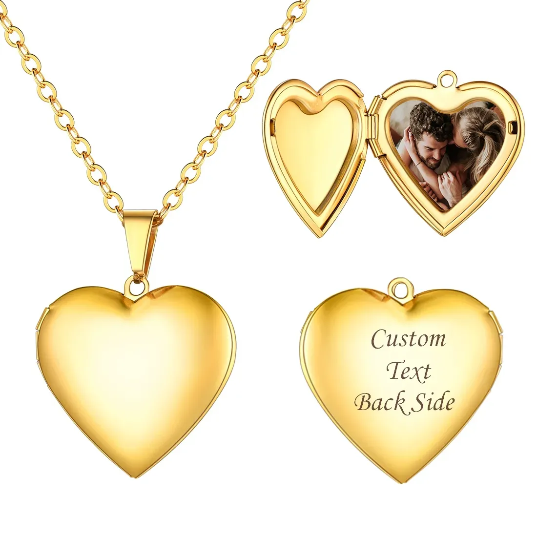 Collier Personnalisé avec Pendentif Cœur Gravé pour Femme Or
