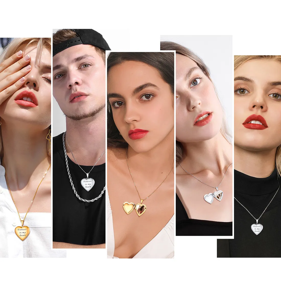 Pendentif Médaillon en Forme de Cœur Personnalisé avec Photo pour Femme