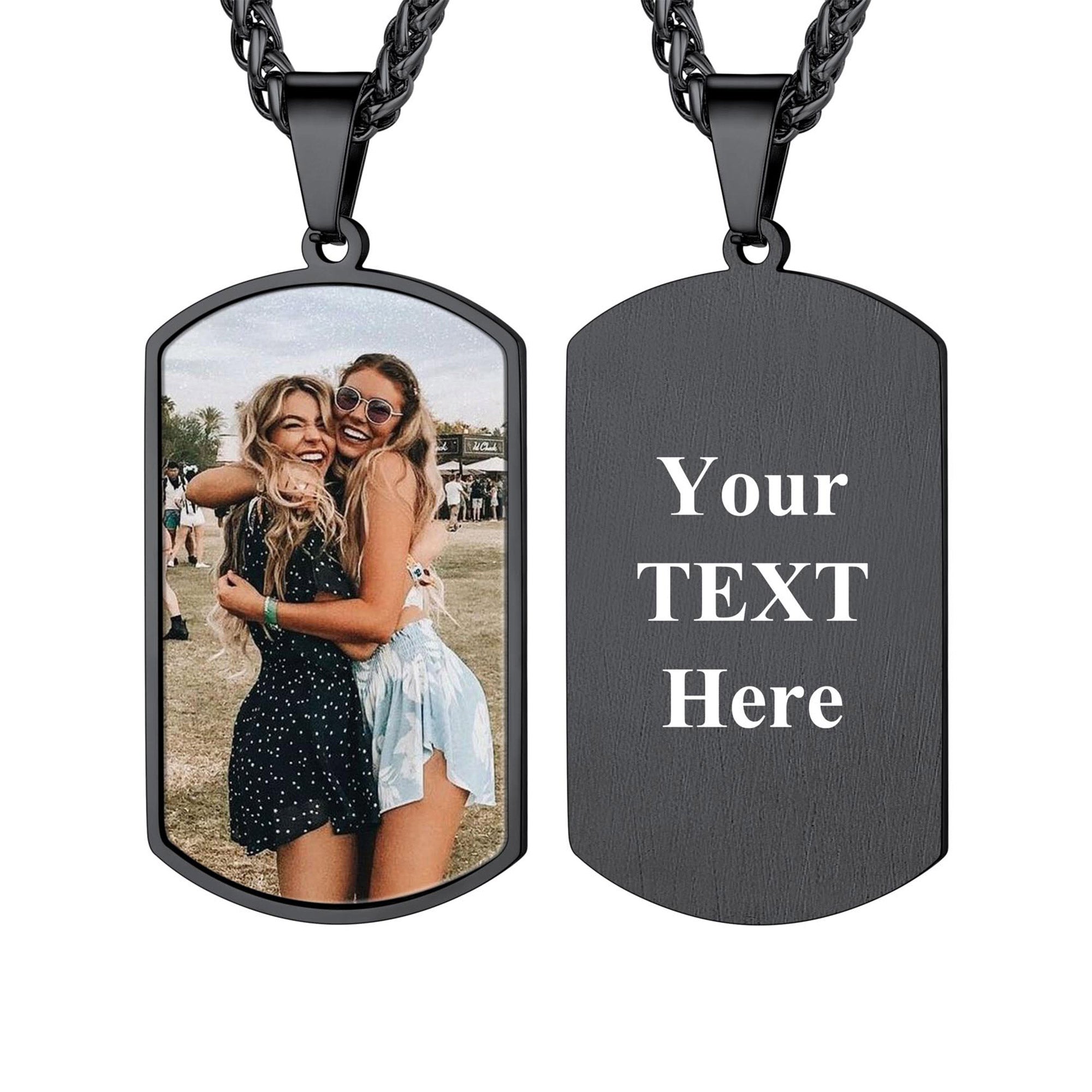 Collier Plaque Militaire Personnalisé avec Photo Noir