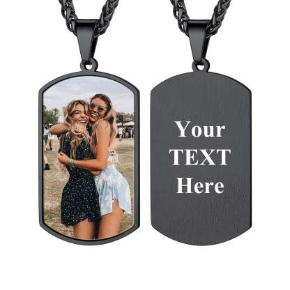 Collier Plaque Militaire Personnalisé avec Photo Noir