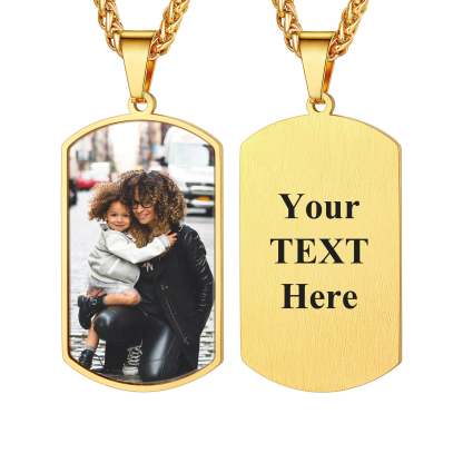 Collier Plaque Militaire Personnalisé avec Photo Or