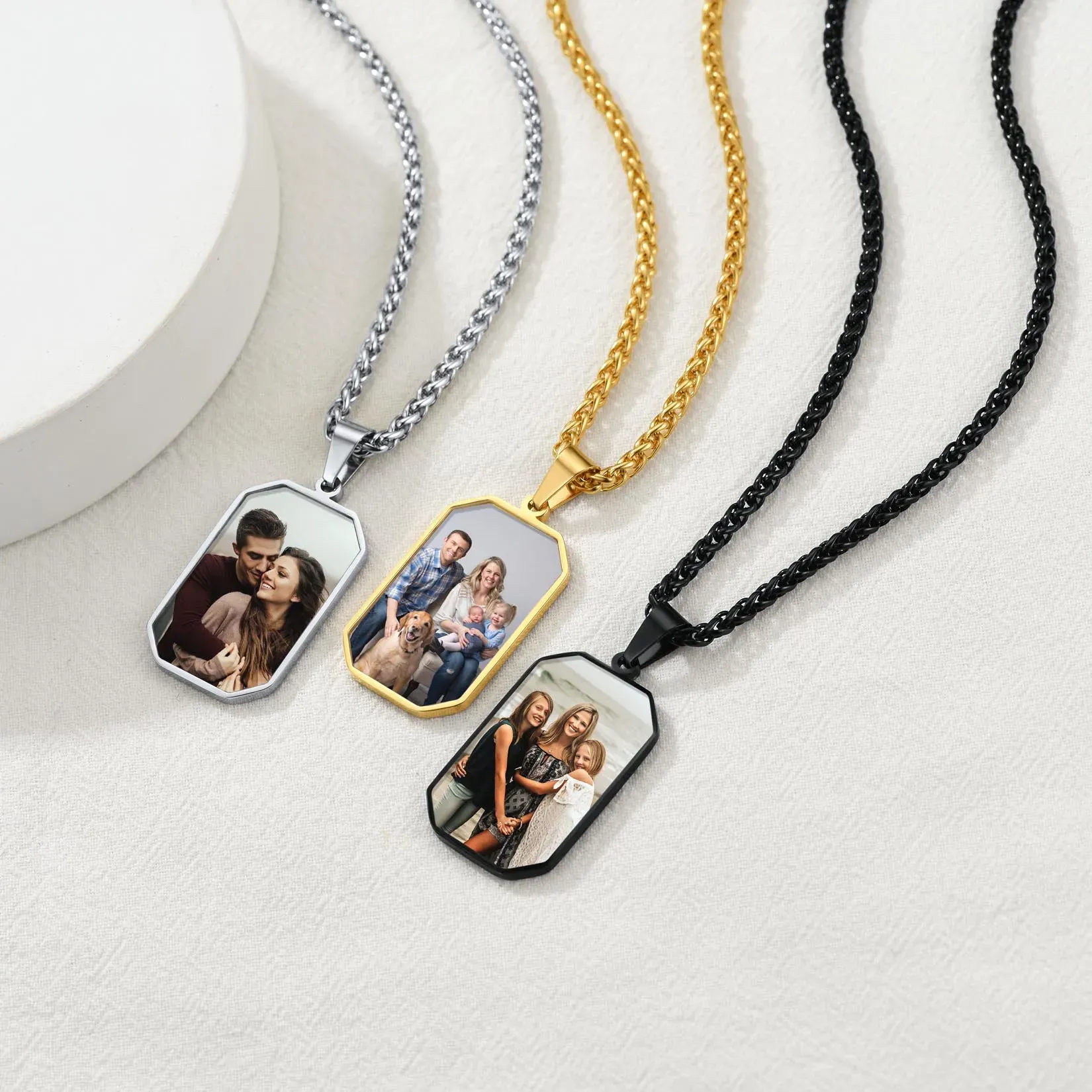 Collier Plaque Octogonale Personnalisée avec Photo Collection