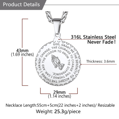 Colliers Personnalisés avec Photo et Verset Biblique Taille