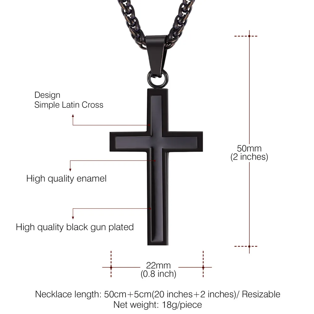 Collier Croix Personnalisable en Acier Inoxydable avec Chaîne Blé Taille