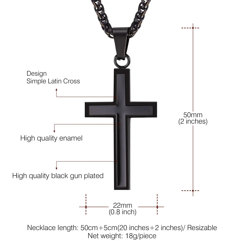 Collier Croix Personnalisable en Acier Inoxydable avec Chaîne Blé Taille