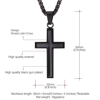 Collier Croix Personnalisable en Acier Inoxydable avec Chaîne Blé Taille