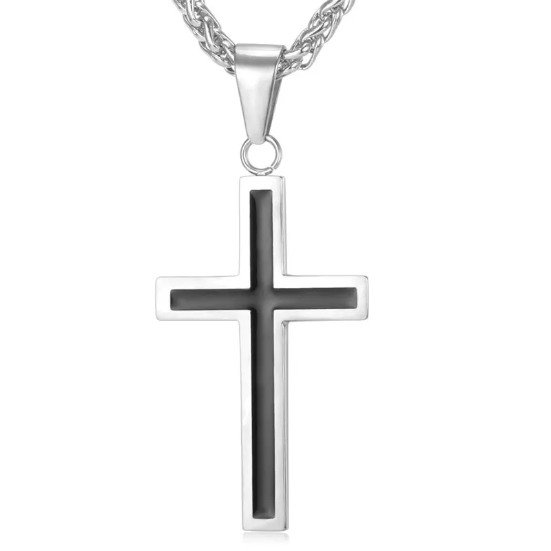 Collier Croix Personnalisable en Acier Inoxydable avec Chaîne Blé Argenté