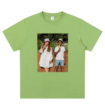 T-shirt Personnalisé avec Photo Vert Clair pour Homme et Femme Vert Clair