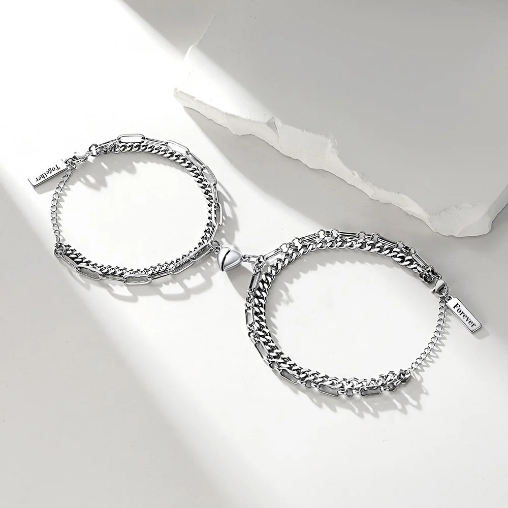 Bracelets Couple Assortis Magnétiques Superposés personnalisés