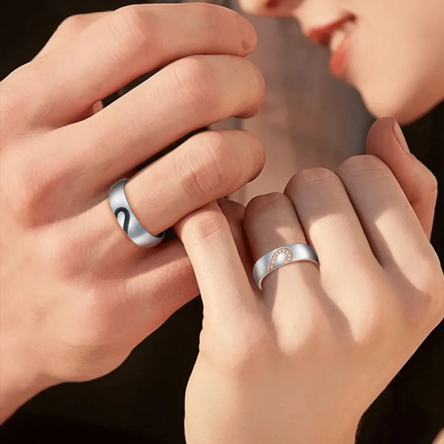 Bagues de Promesse Assorties Personnalisées pour Couple