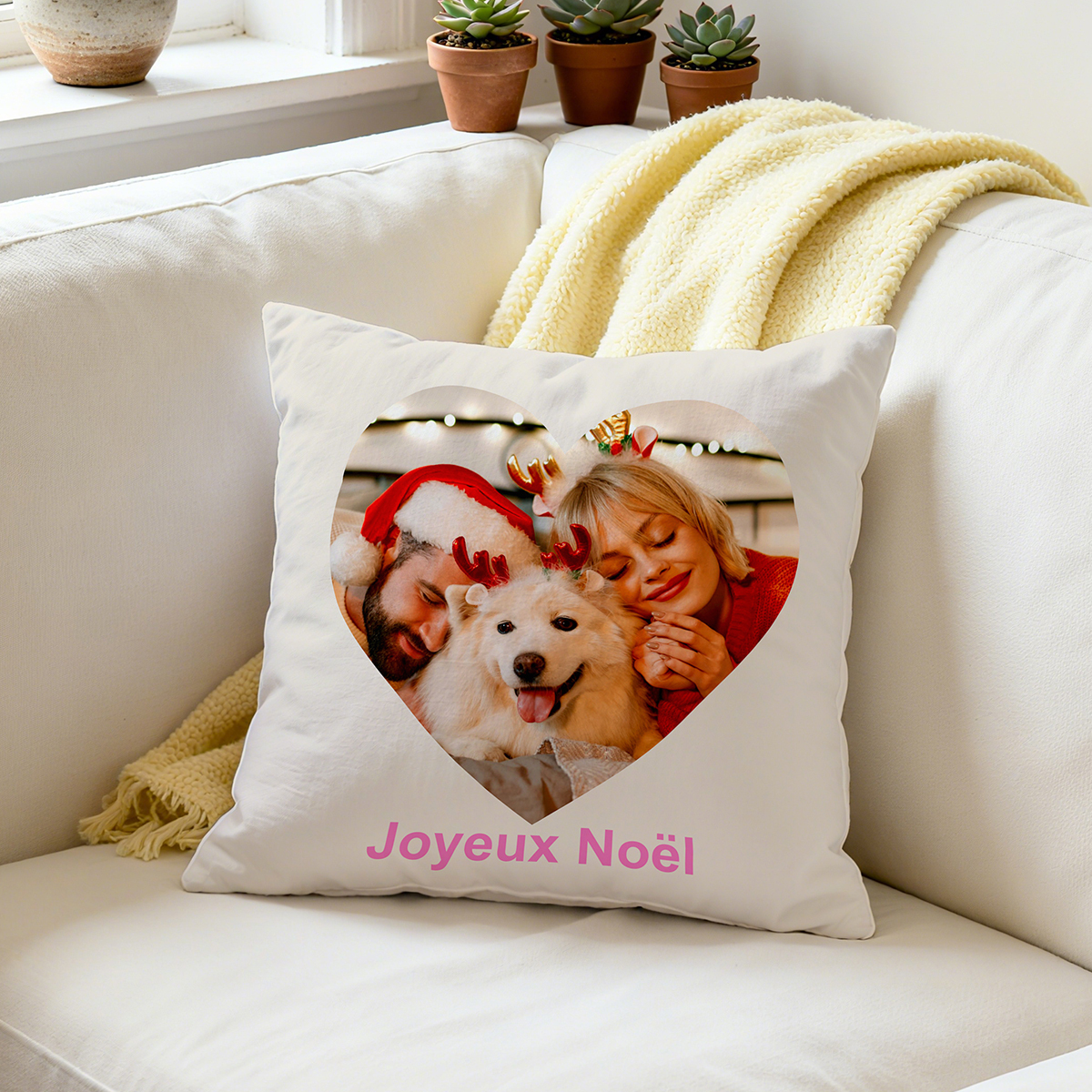 Housse de Coussin Personnalisé avec Photo et Texte