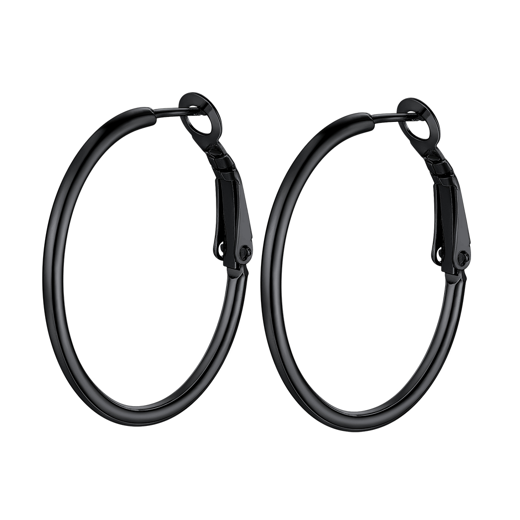 Créoles Simples en Acier Inoxydable pour Femmes Noir 30mm