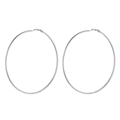 Créoles Simples en Acier Inoxydable pour Femmes Argenté 100mm