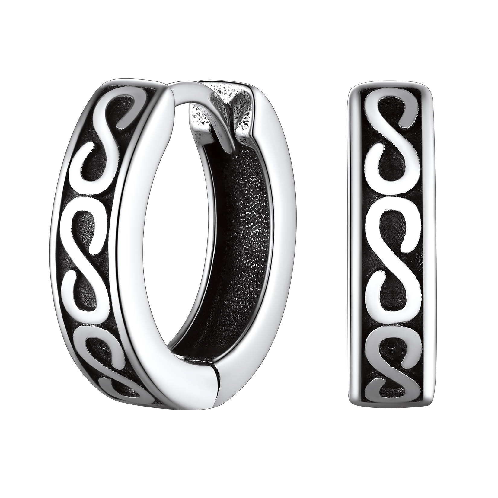  Boucles d'Oreilles Infini Créoles en Argent Sterling 925 Argenté