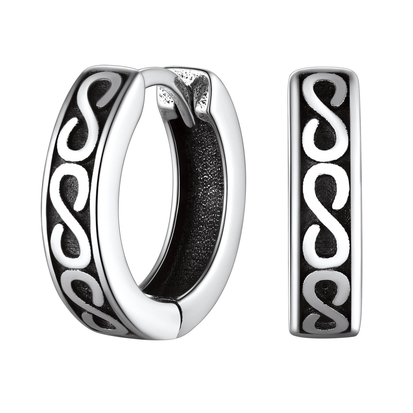  Boucles d'Oreilles Infini Créoles en Argent Sterling 925 Argenté