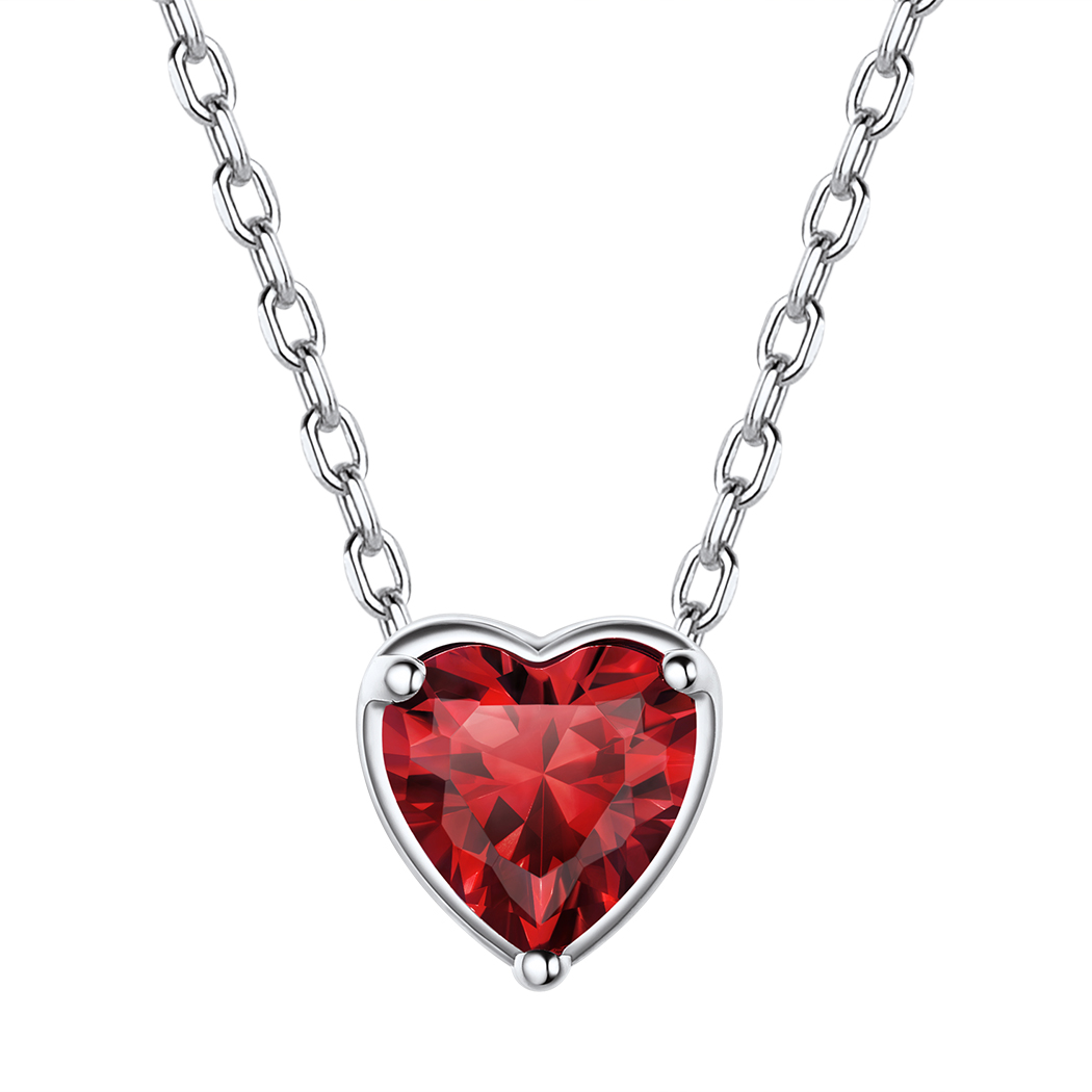 Collier Cœur en Argent Sterling avec Pierre de Naissance 1