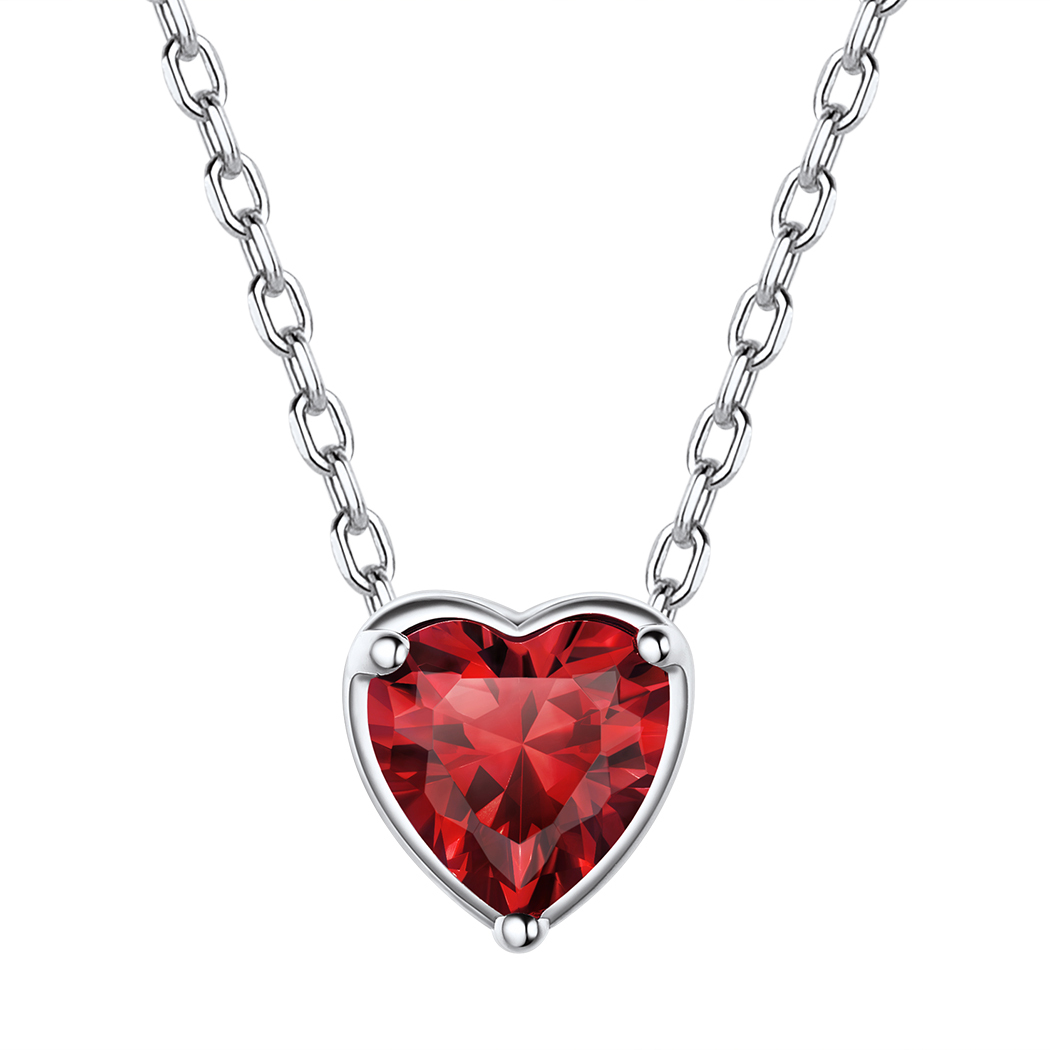 Collier Cœur en Argent Sterling avec Pierre de Naissance 1