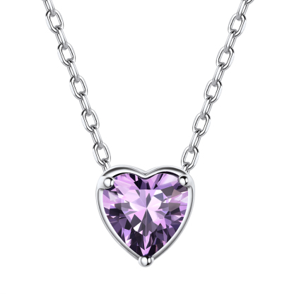 Collier Cœur en Argent Sterling avec Pierre de Naissance 2