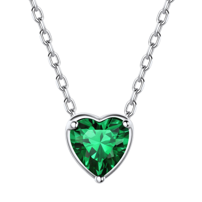 Collier Cœur en Argent Sterling avec Pierre de Naissance 5