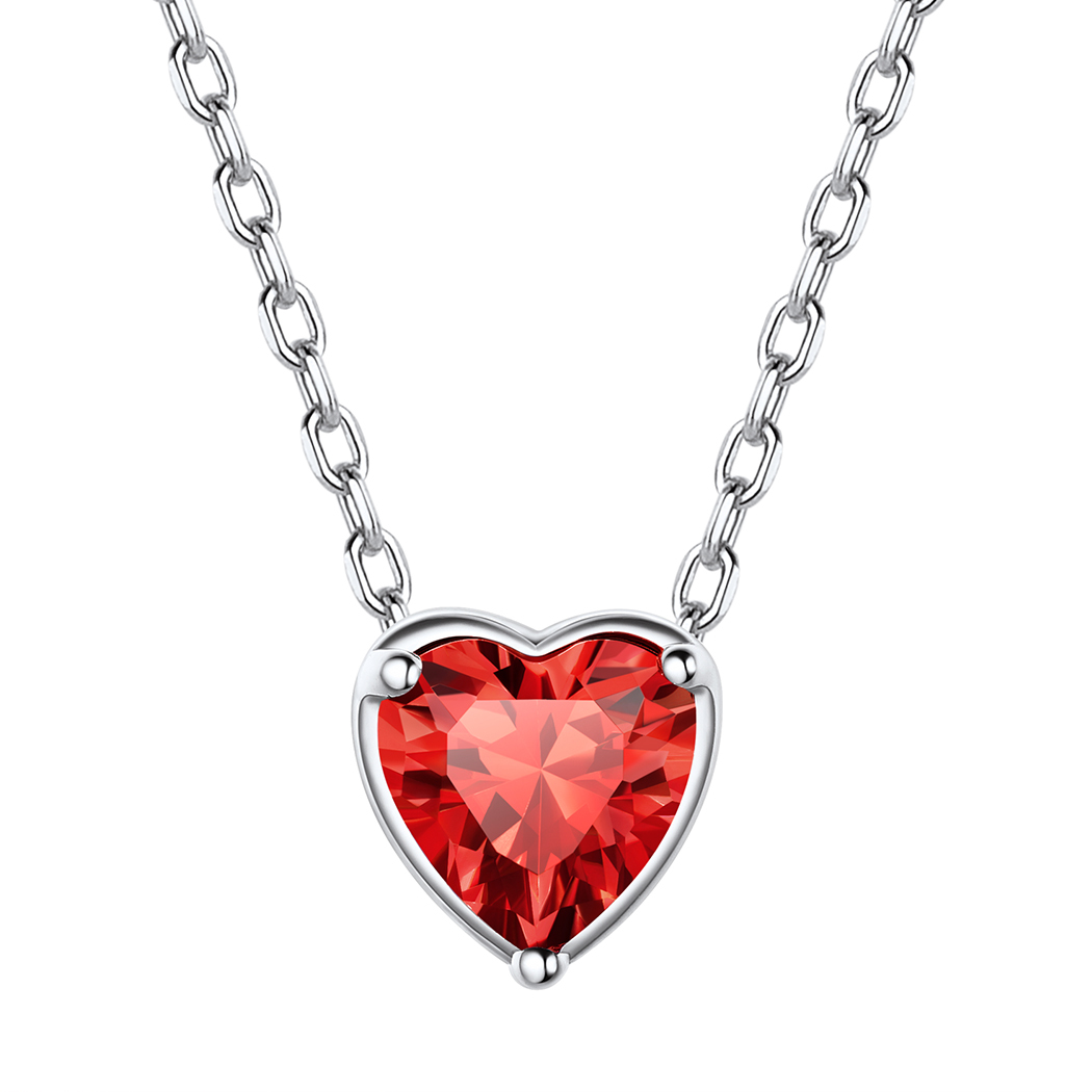 Collier Cœur en Argent Sterling avec Pierre de Naissance 7