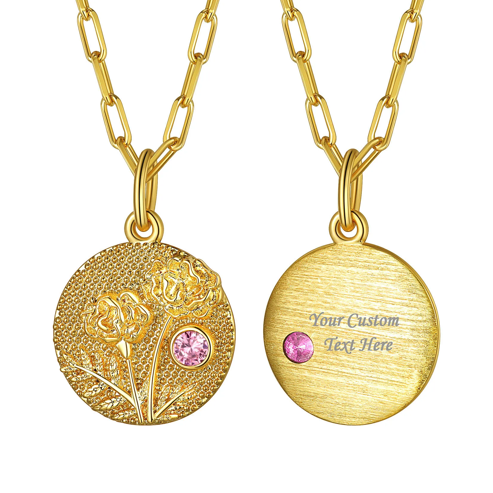 Collier Fleur de Naissance avec Pierre de Naissance Personnalisé Octobre-Souci