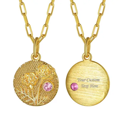 Collier Fleur de Naissance avec Pierre de Naissance Personnalisé Octobre-Souci