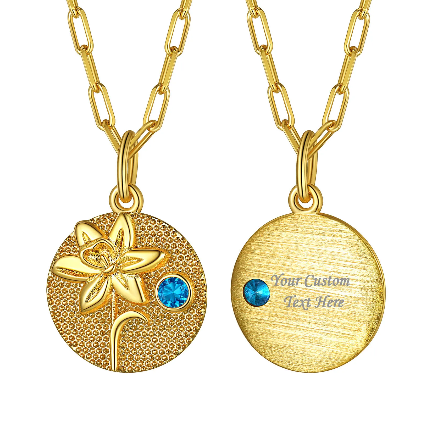 Collier Fleur de Naissance avec Pierre de Naissance Personnalisé Décembre-Narcisse