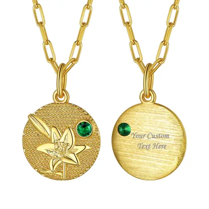 Collier Fleur de Naissance avec Pierre de Naissance Personnalisé Mai-Lys