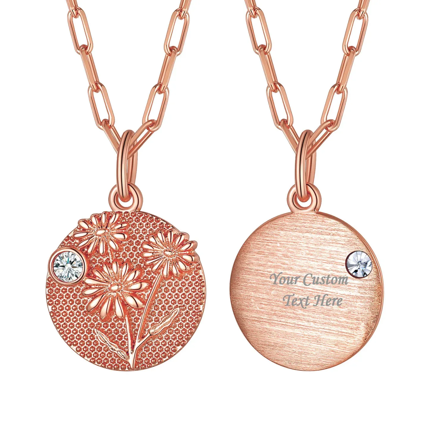 Collier Fleur de Naissance avec Pierre de Naissance Avril-Marguerite