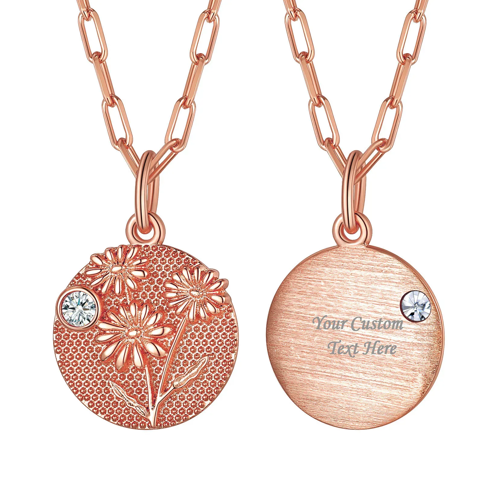 Collier Fleur de Naissance avec Pierre de Naissance Avril-Marguerite