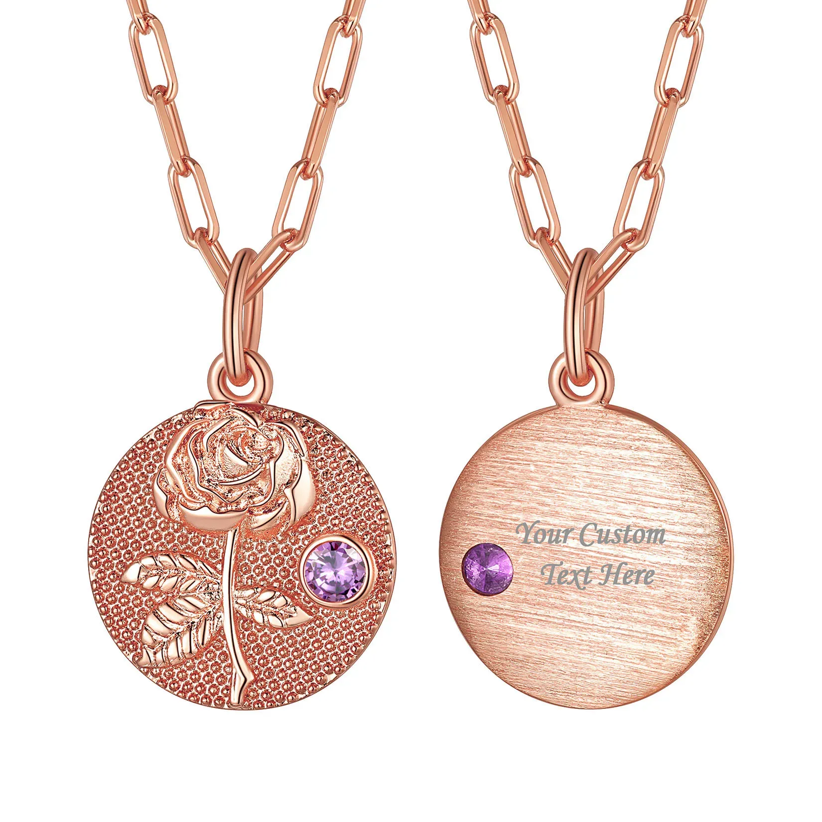 Collier Fleur de Naissance avec Pierre de Naissance Juin-Rose