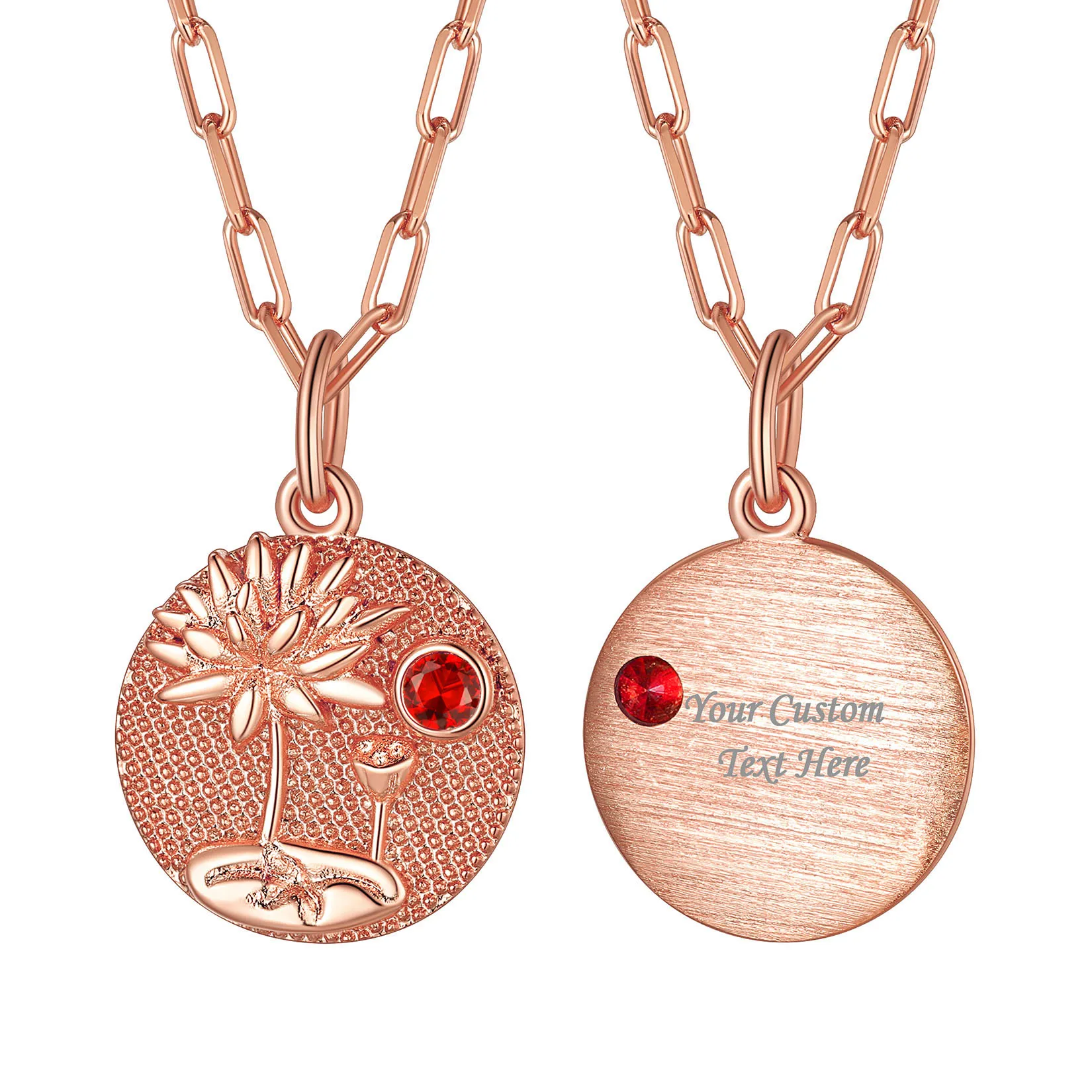 Collier Fleur de Naissance avec Pierre de Naissance Juillet-Lotus