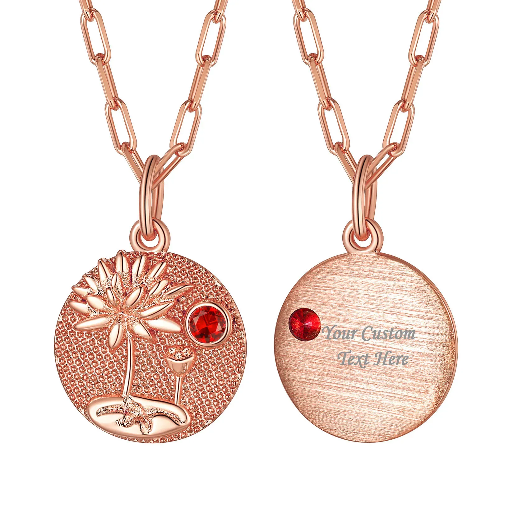 Collier Fleur de Naissance avec Pierre de Naissance Juillet-Lotus