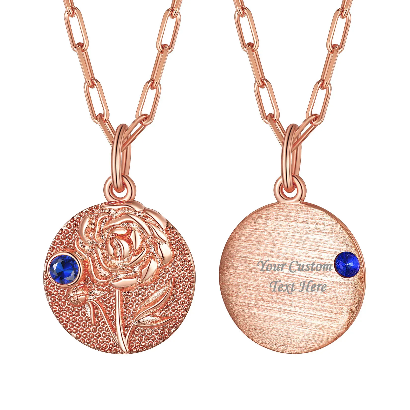 Collier Fleur de Naissance avec Pierre de Naissance Septembre-Pivoine