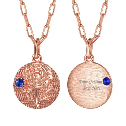 Collier Fleur de Naissance avec Pierre de Naissance Septembre-Pivoine