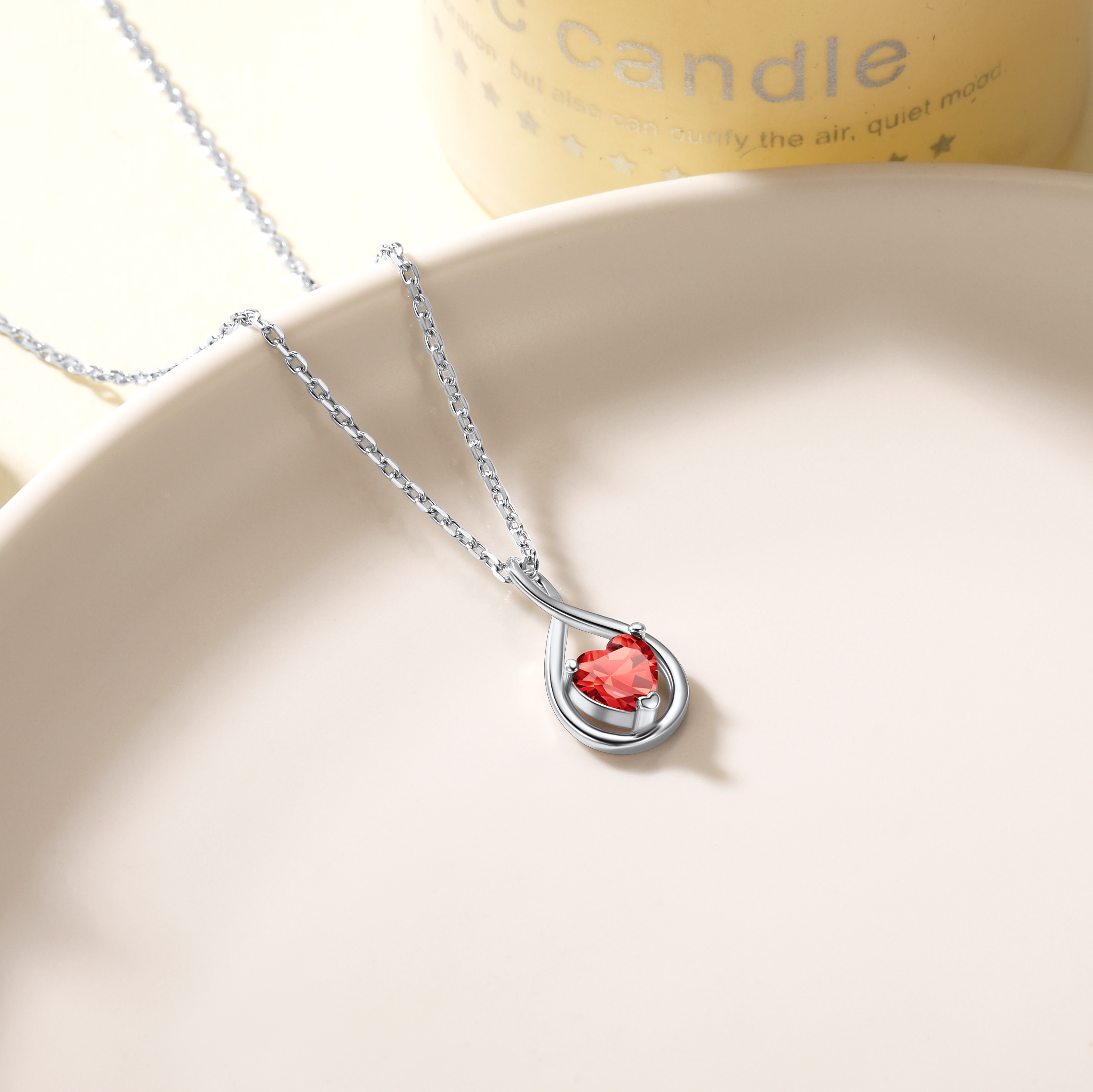 Collier avec Pierre de Naissance en Argent Sterling