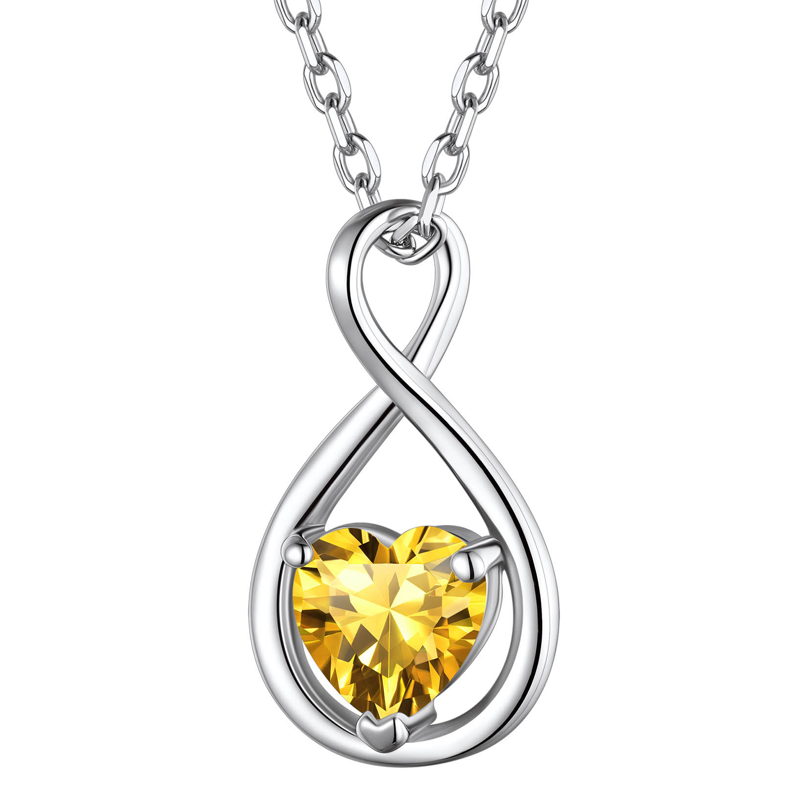 Collier Pendentif Infini avec Pierre de Naissance en Argent Sterling  Novembre-Topaze