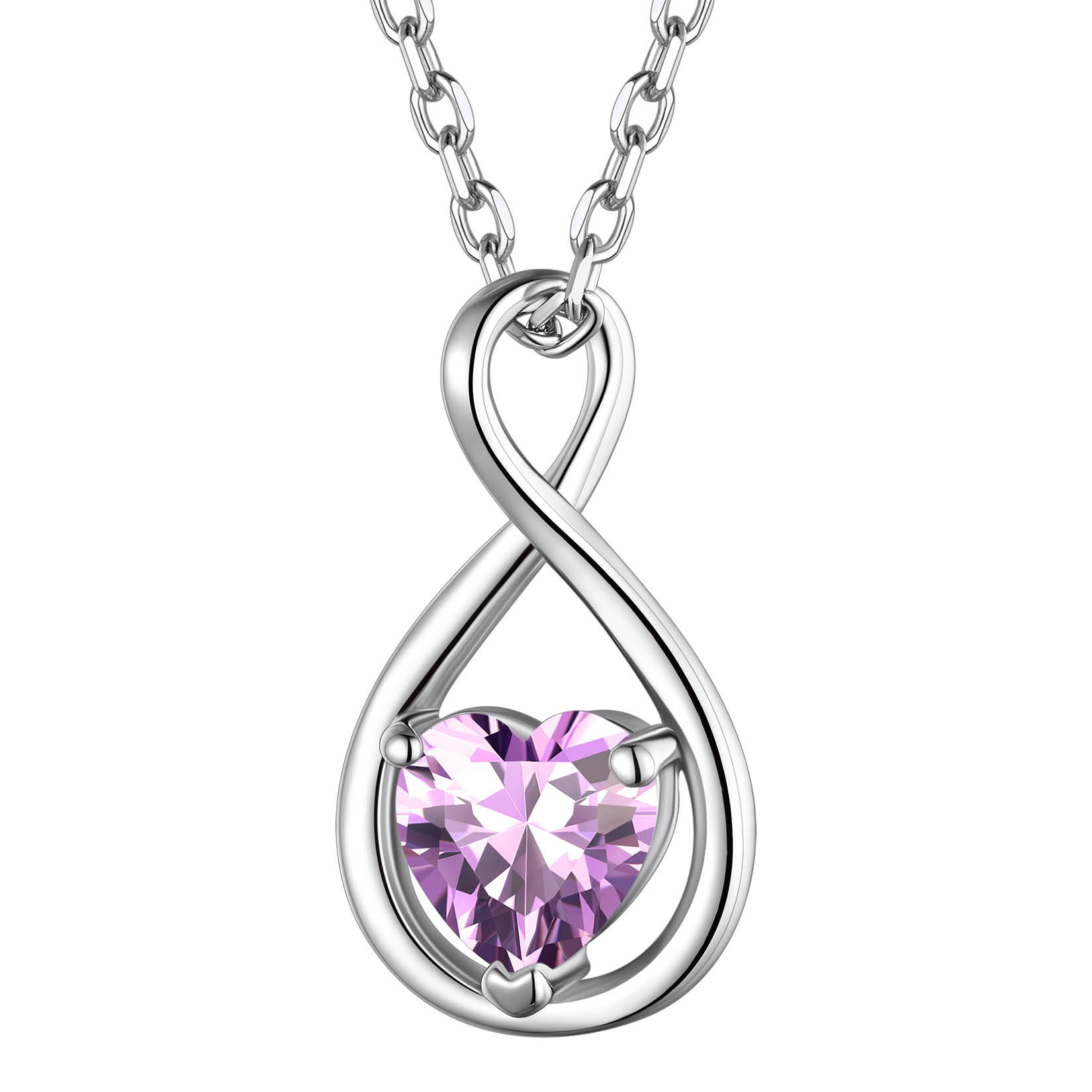 Collier Pendentif Infini avec Pierre de Naissance en Argent Sterling Juin-Alexandrite
