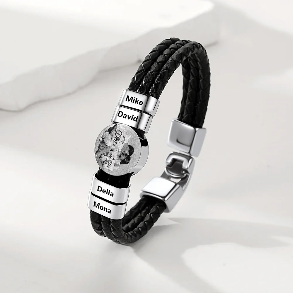Bracelet Photo Personnalisé en Cuir détail