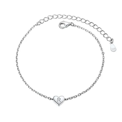 Bracelet Cœur Initial Personnalisé 26 Lettres en Argent 925 Argenté R