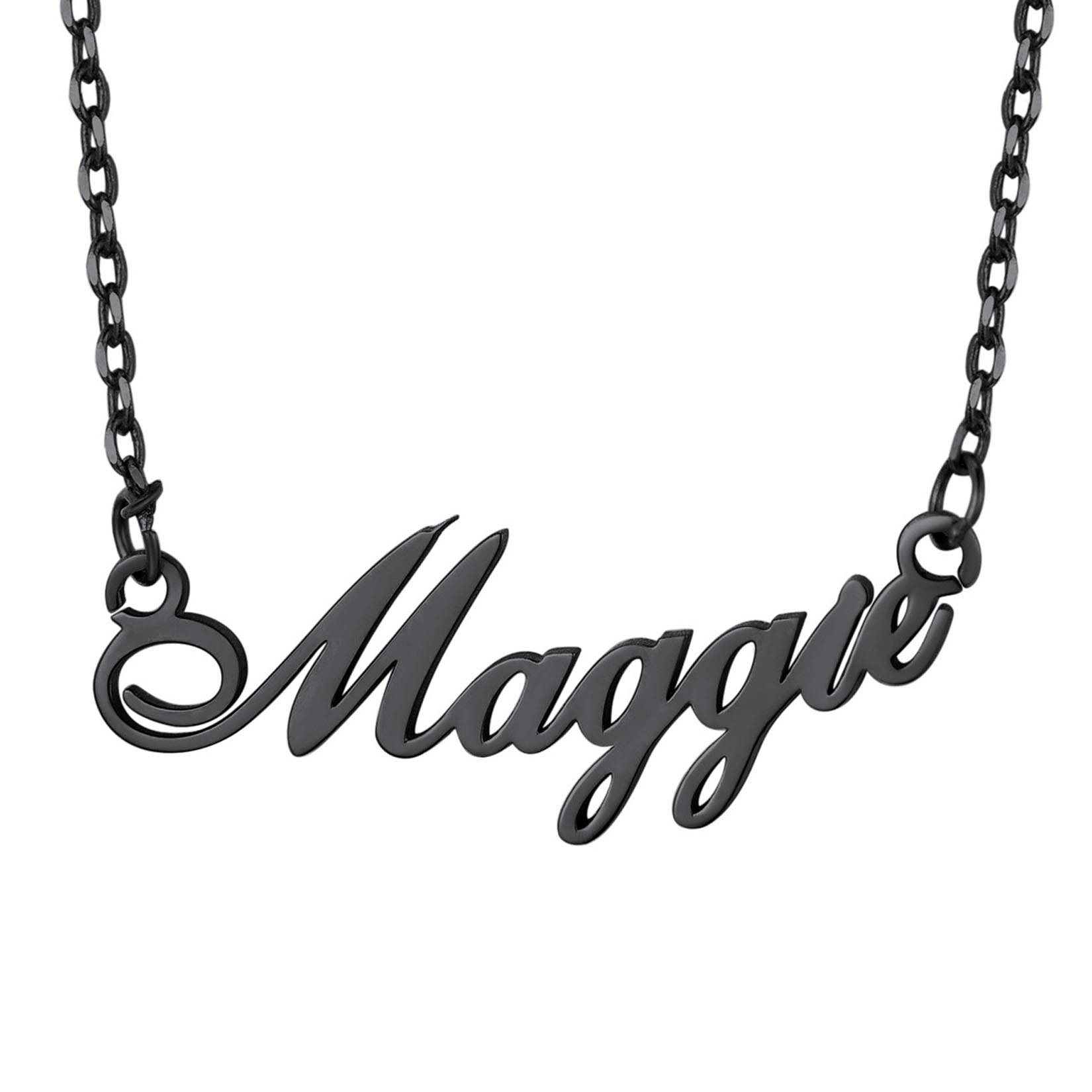 Collier Pendentif Prénom Personnalisé en Acier Inoxydable Noir