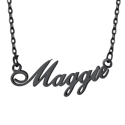 Collier Pendentif Prénom Personnalisé en Acier Inoxydable Noir